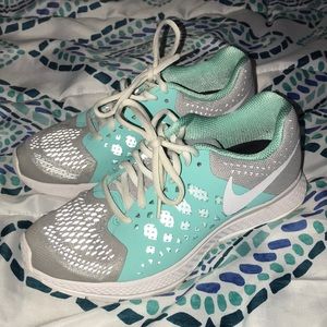 Nike sneakers, worn once. Customized. Teal!
